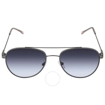 Calvin Klein Blue Gradient Pilot Ladies Sunglasses Ck20120s 008 55 In Blue / Gun Metal / Gunmetal