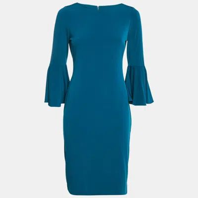 Pre-owned Calvin Klein Blue Jersey Bell Sleeve Short Dress S