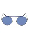 Calvin Klein Two Tone Round Frame Sunglasses In Blue
