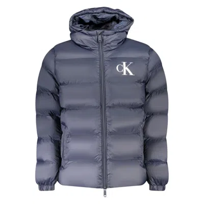 Calvin Klein Blue Nylon Men's Jacket In Multi