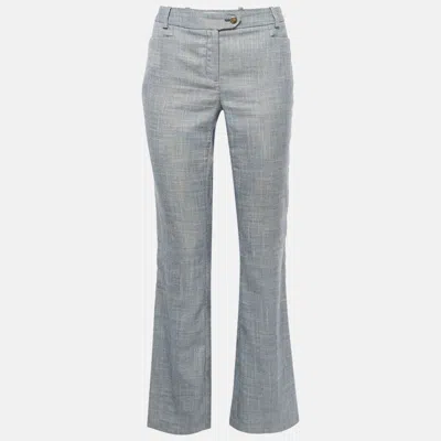 Calvin Klein Blue Straight Leg Mid-rise Trousers Xs In Gray