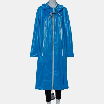 Calvin Klein Blue Synthetic Zip Front Oversized Rain Overcoat