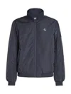 Calvin Klein Blue Zip-up Jacket With Stand Collar And Subtle Logo In Blue