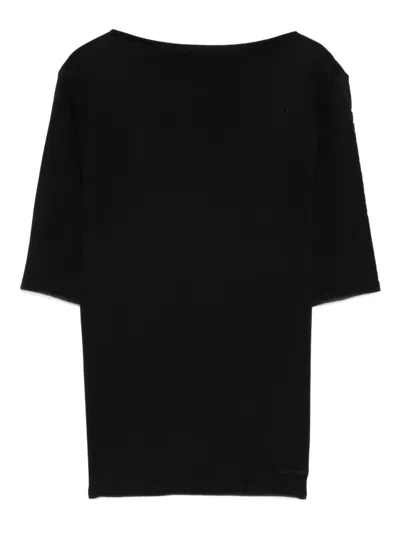Calvin Klein Boat-neck Short-sleeve Top In Black