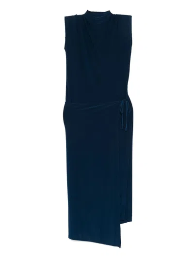 Calvin Klein Body Wrap Midi Dress Clothing In Blue