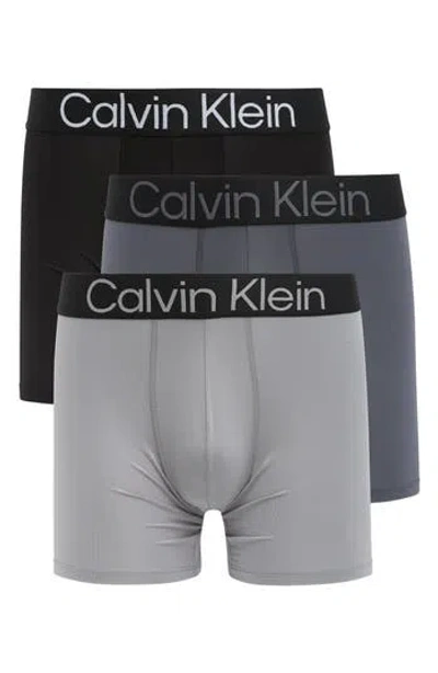 Calvin Klein Bold Logo 3-pack Boxer Briefs In J61 Black/tur