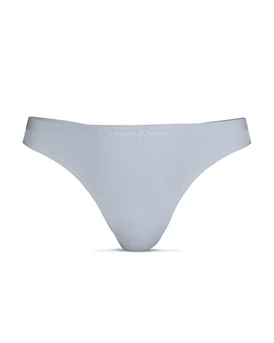 Calvin Klein Bonded Flex Mid Rise Thong In Blue