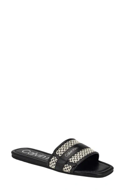Calvin Klein Bonisa Flat Slide Sandal In Light Natural/ Black
