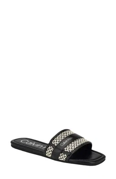 Calvin Klein Bonisa Flat Slide Sandal In Light Natural/black