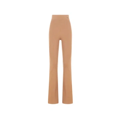 Calvin Klein Boot-cut Ribbed Trousers In Brown