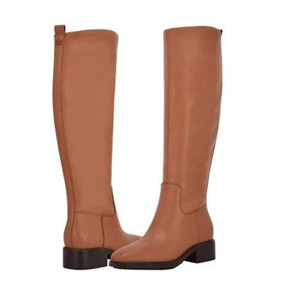 Calvin Klein Botina Boots Women's Dark Natural Almond Toe Knee High Lion643 In Brown