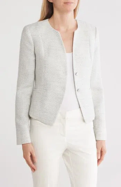 Calvin Klein Bouclé Crop Blazer In Heather Grey Multi