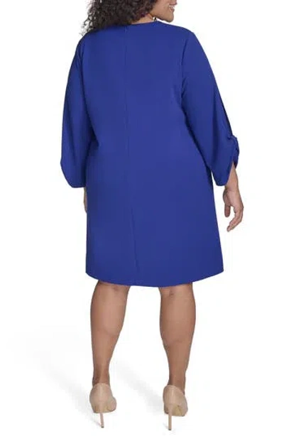 Calvin Klein Bow Split Sleeve Shift Dress In Ultramarine