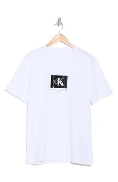 Calvin Klein Box Logo Graphic T-shirt In Brilliant White