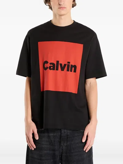 Calvin Klein Box-logo T-shirt In Black