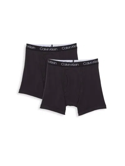 Calvin Klein Boys' Boxer Briefs, 2 Pack - Big Kid In Solid Black