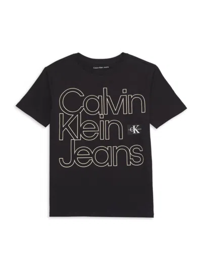 Calvin Klein Kids' Boy's Cotton T-shirt In Black