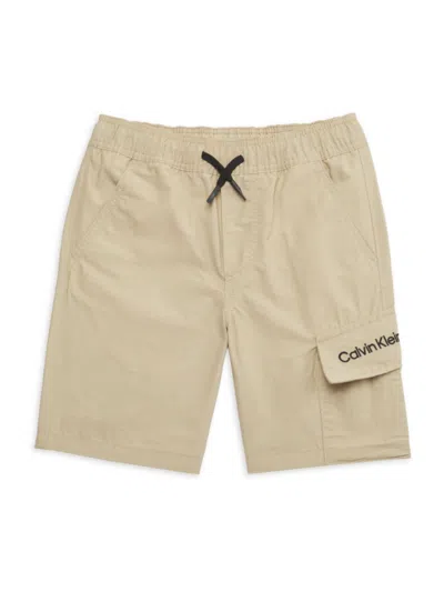 Calvin Klein Babies' Boy's Logo Drawstring Shorts In Brown