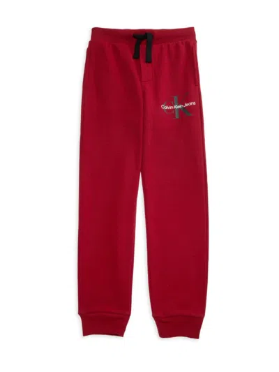 Calvin Klein Babies' Boy's Logo Graphic Joggers In Red Dahlia