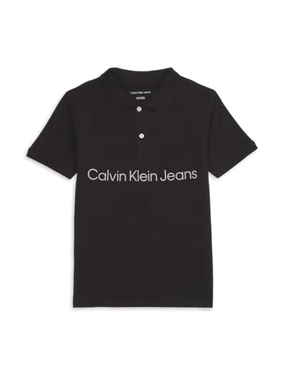 Calvin Klein Babies' Boy's Logo Graphic Polo Shirt In Black