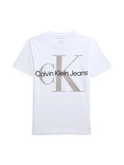 Calvin Klein Kids' Logo-print Cotton T-shirt In White