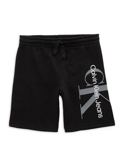 Calvin Klein Babies' Boy's Logo Knit Drawstring Shorts In Black