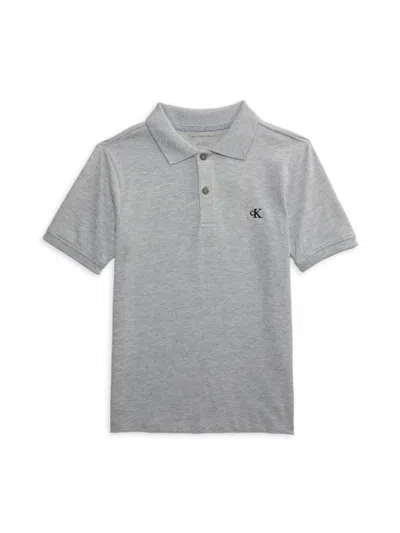Calvin Klein Babies' Boy's Logo Polo In Light Grey Heather