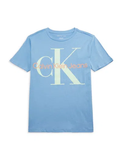 Calvin Klein Kids' Boy's Logo T-shirt In Blue