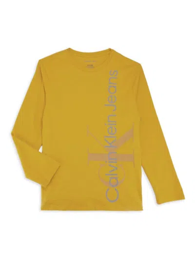 Calvin Klein Babies' Boy's Logo Tee In Mustard