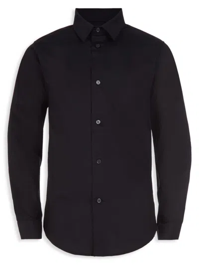 Calvin Klein Kids' Boy's Slim Fit + Stretch Poplin Dress Shirt In Black