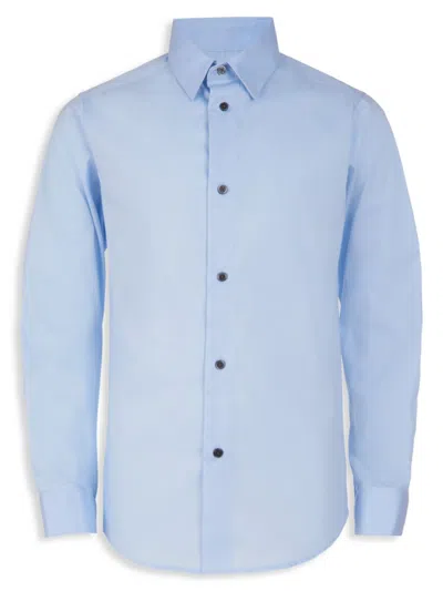 Calvin Klein Kids' Boy's Slim Fit + Stretch Poplin Dress Shirt In Ice Blue
