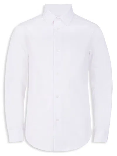 Calvin Klein Kids' Boy's Slim Fit + Stretch Poplin Dress Shirt In White