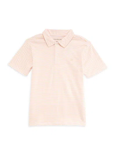 Calvin Klein Babies' Boy's Striped Polo Shirt In Peach
