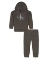 Calvin Klein Boys 2t-7 2-piece Hoodie And Pants Set In Gray