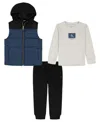 Calvin Klein Boys 2t-7 3-piece Hooded Vest, T-shirt And Joggers Set In Multi