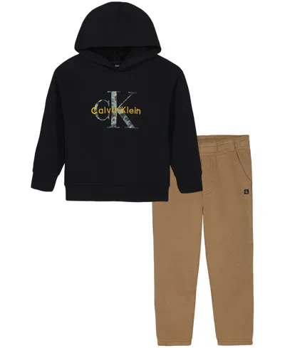Calvin Klein Kids' Boys' 2t-7 Fleece Long-sleeve Hoodie And Jogger, 2-piece Set In Multi