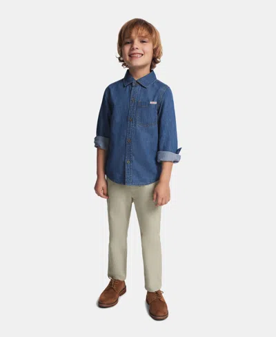 Calvin Klein Kids' Boys' 2t-7 Long-sleeve Shirt And Pants, 2-piece Set In Blue