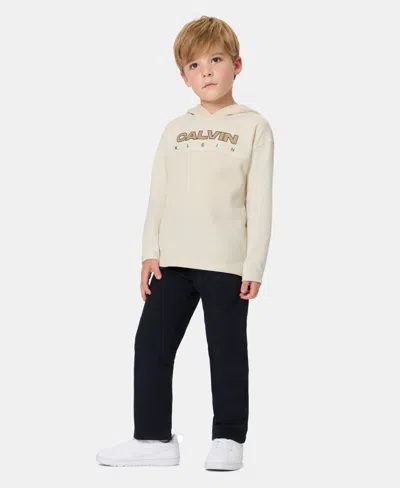 Calvin Klein Kids' Boys' 2t-7 Long-sleeve T-hoodie And Pants, 2-piece Set In White