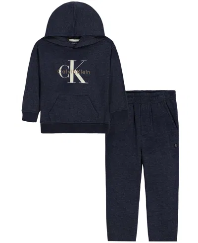 Calvin Klein Kids' Boys' 4-20 Hooded Fleece Hoodie And Joggers, 2-piece Set In Blue