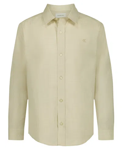Calvin Klein Kids' Boys 8-18 Textured Long Sleeve Shirt In Gold