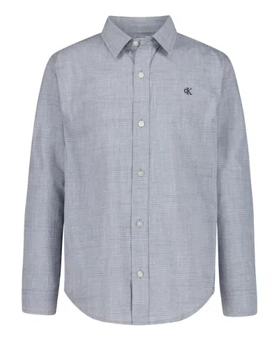 Calvin Klein Kids' Boys 8-18 Textured Long Sleeve Shirt In Gray