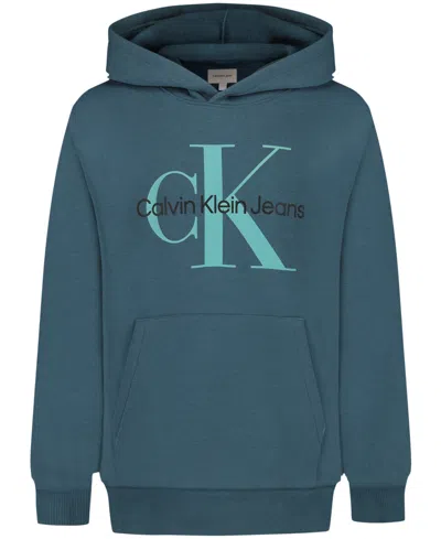 Calvin Klein Kids' Boys 8-20 Fleece Pull-on Hoodie In Blue