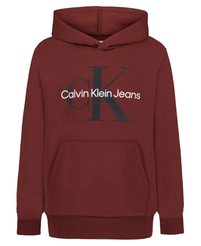 Calvin Klein Kids' Boys 8-20 Fleece Pull-on Hoodie In Burgundy