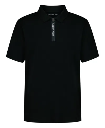 Calvin Klein Kids' Boys 8-20 Front Quarter Zip Polo T-shirt In Black