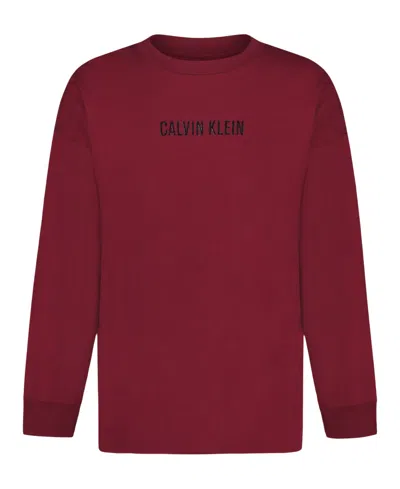 Calvin Klein Kids' Boys 8-20 Impact Font Long Sleeve T-shirt In Burgundy