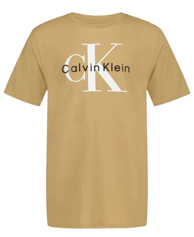 Calvin Klein Kids' Boys' 8-20 Monologo Crewneck T-shirt In Brown