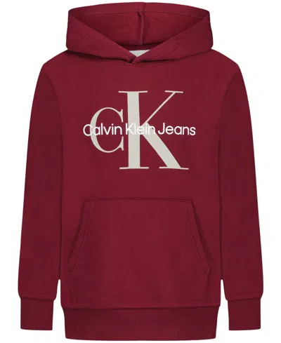 Calvin Klein Kids' Boys 8-20 Old School Logo Pull-on Hoodie In Burgundy