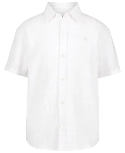 Calvin Klein Kids' Boys' 8-20 Texture Stripe Woven Short-sleeve Shirt In White