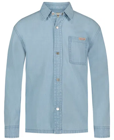 Calvin Klein Kids' Boys' 8-16 Chambray Long-sleeve Woven Shirt In Blue