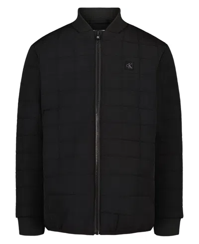 Calvin Klein Kids' Boys' 8-20 Quilted Full-zip Bomber Jacket In Black